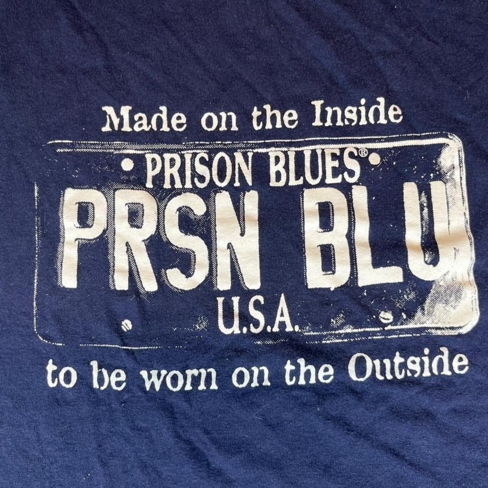 Vintage Prison Blues navy blue tee Size men's large - Picture 2 of 6